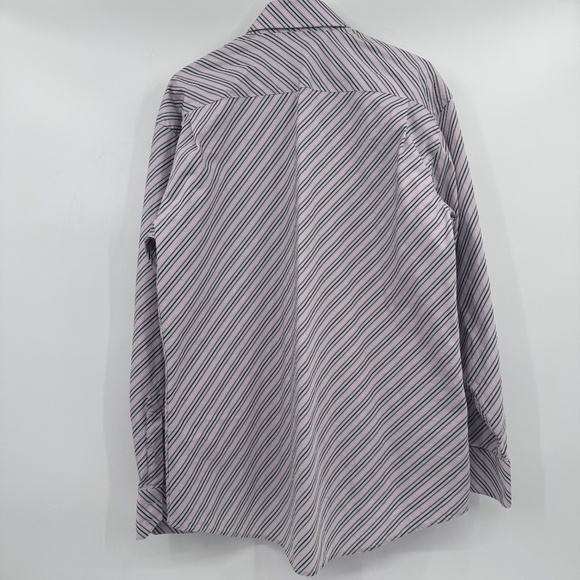 Bachrach Shirt Men Large Pink Multicolor Stripes Long Sleeve Button Up Office - Picture 6 of 11